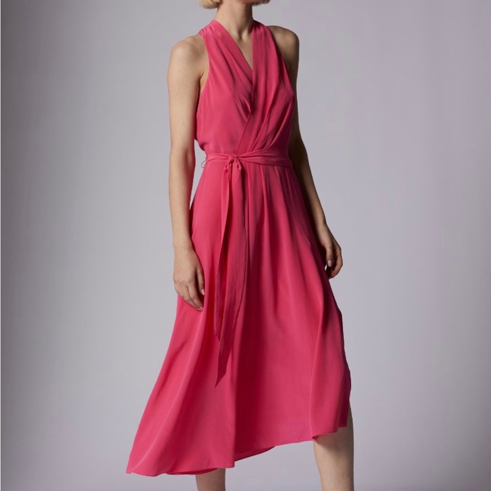 Equipment Pink Pleated Halter Sundress